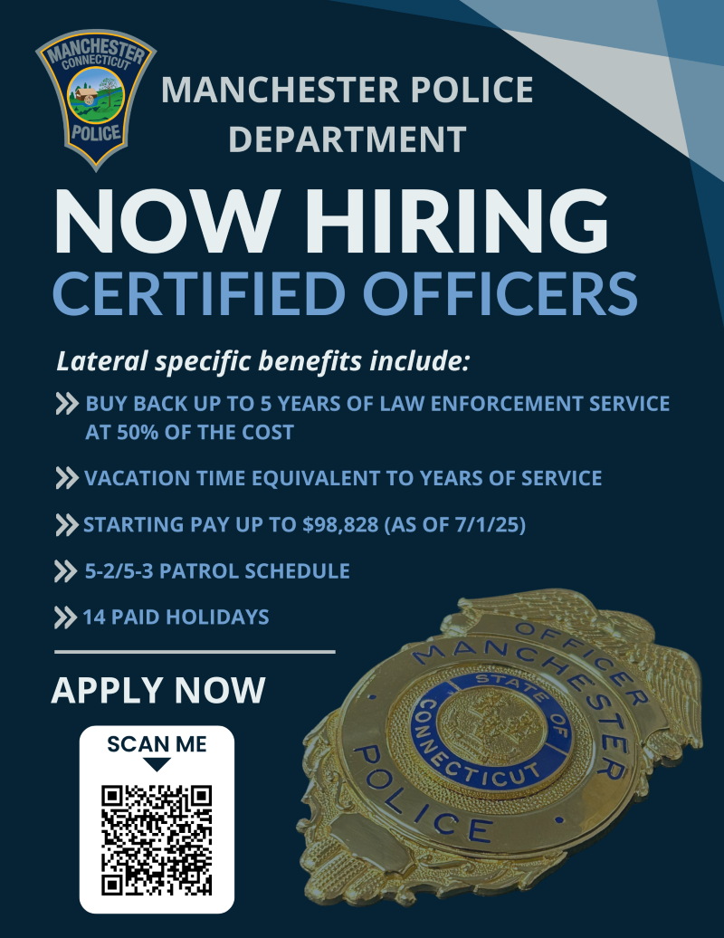 Manchester Police Department, CT Public Safety Jobs