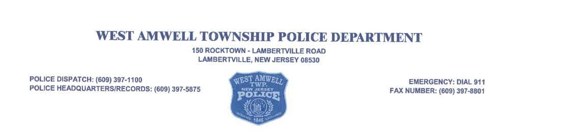 West Amwell Township Police Department, NJ Public Safety Jobs